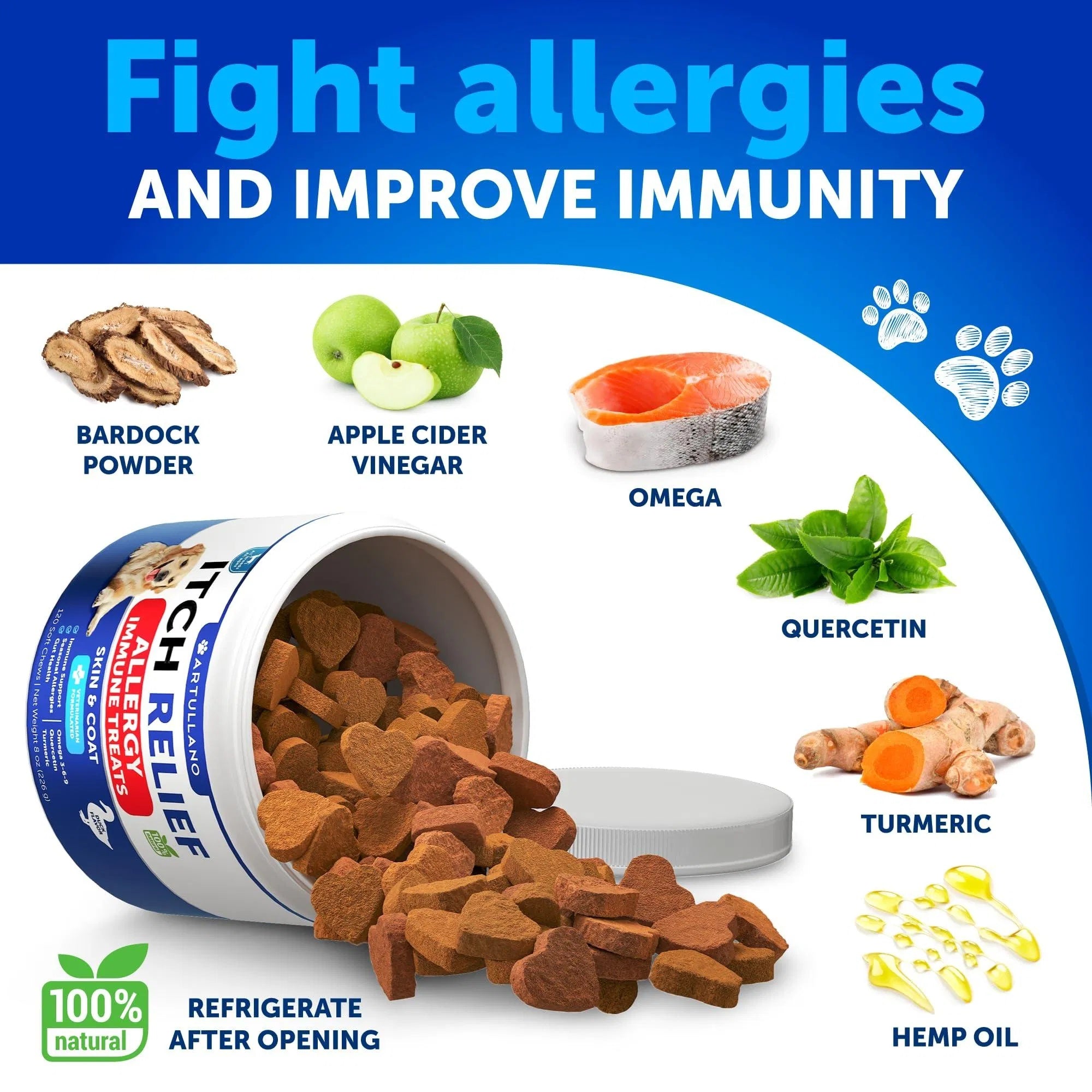 Dog Allergy Relief Chews – Fish Oil Supplements for Itchy Skin, Hot Spots & Seasonal Allergy Support