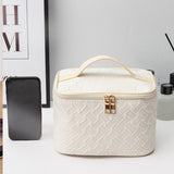 White Large-Capacity Travel Makeup Bag – Portable Cosmetic Organizer for Women