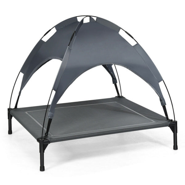 35.5" × 32" Elevated Dog Bed with UV-Resistant Canopy – Outdoor Pet Lounger for Small & Medium Dogs