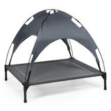35.5" × 32" Elevated Dog Bed with UV-Resistant Canopy – Outdoor Pet Lounger for Small & Medium Dogs