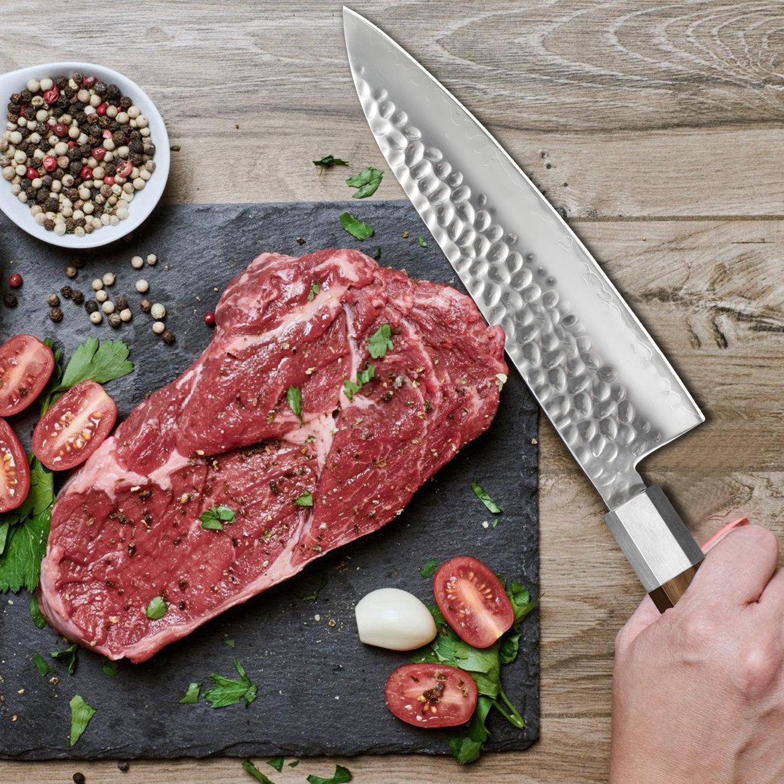 8-Inch Japanese Chef Knife – Ultra-Sharp VG-10 Clad Blade with Sheath Case