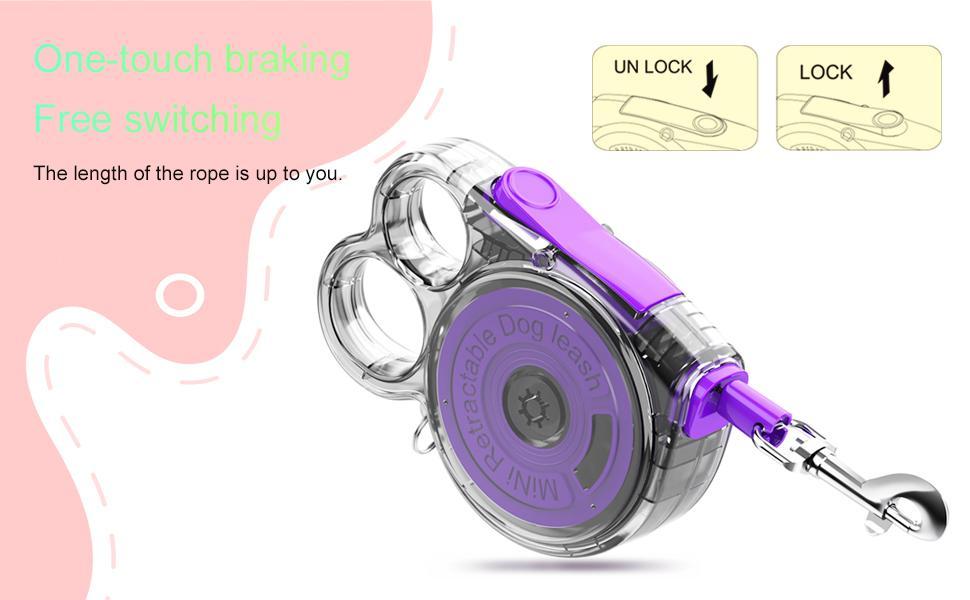 Mini Retractable Dog Leash – Lightweight & Durable Leash for Small Pets, Easy-to-Use Design for Outdoor Walks