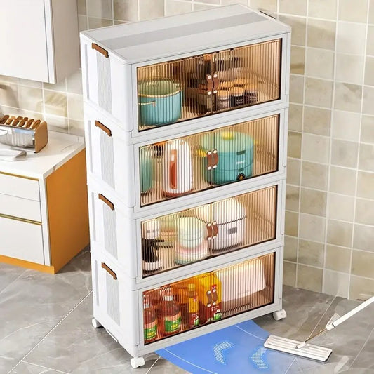 2.5-Layer Stackable Storage Bins Set with Lids & Doors – Collapsible Large-Capacity Holiday Decoration Organizer 🎁🎄