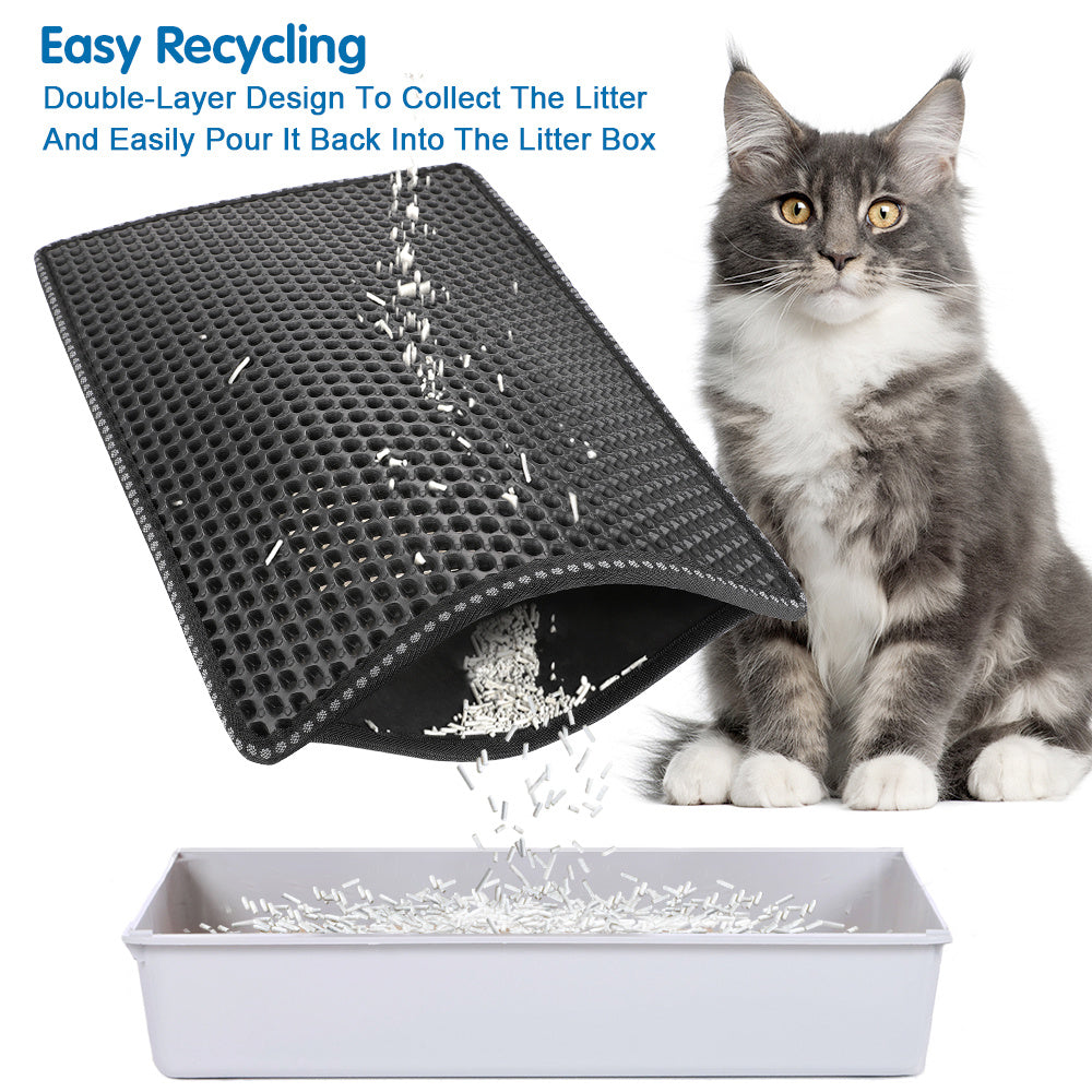 Double Rice Grain Cat Litter Mat – Waterproof Splash Guard & Filter Pad for Easy Cleaning and Mess-Free Homes