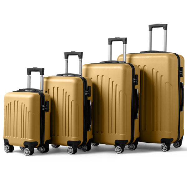 Vertical Striped 4-in-1 Hard Shell Luggage Set with Spinner Wheels & TSA Lock