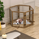 Dog Gate with Door – 6-Panel Pet Fence Barrier, 144" Wide × 32" Tall, Foldable & Configurable into Multiple Shapes