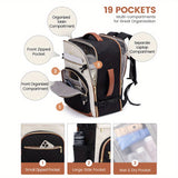 Lovevook Women’s Quilted Travel Backpack – 10.57 gal Capacity, Multi-Compartment Carry-On with 17.3″ Laptop Sleeve (Black/White/Brown)