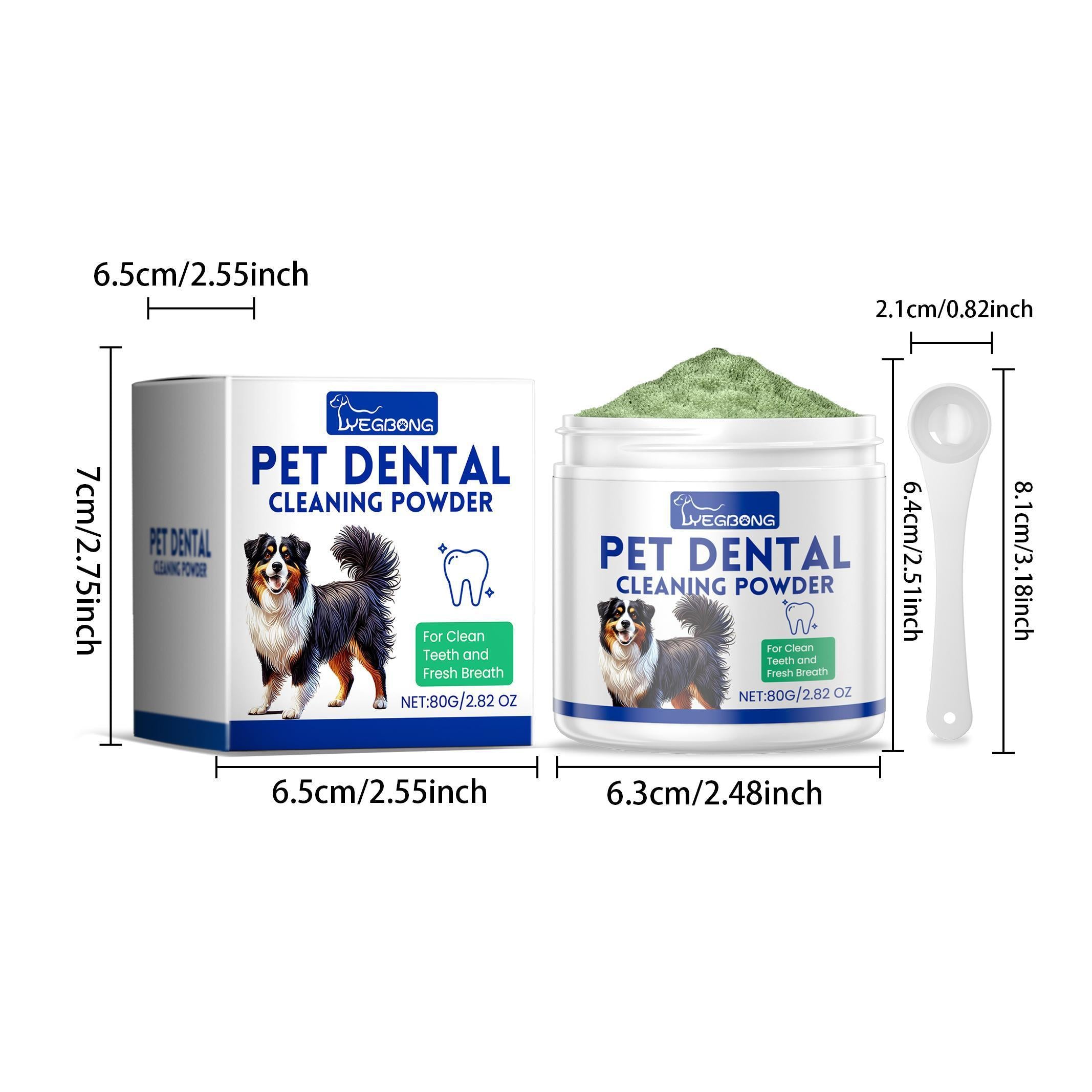 Yegbang Pet Tooth Cleaning Powder – Tartar & Stain Remover with Breath-Freshening Formula for Cats & Dogs