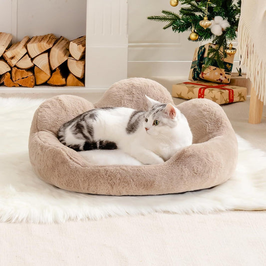 Mewoofun Round Cat Bed – 23" Washable Fluffy Pet Couch with Anti-Slip Bottom for Indoor Cats, Kittens & Small Dogs