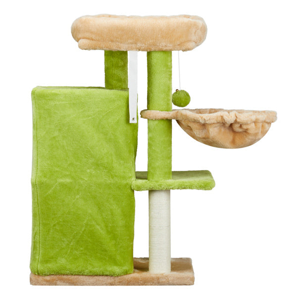 3-Inch Speaker-Shaped Double-Layer Cat House Hammock Bed – Yellow & Green Indoor Cat Furniture with Cozy Design