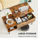 Industrial Lift Top Coffee Table with Hidden Storage - Rustic Living Room Center Table