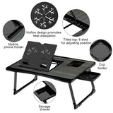 Foldable Laptop Desk for Bed or Couch – Work-from-Bed Table with Cup Holder, Drawer & Adjustable Legs