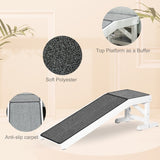 Dog Bed Ramp with Non-Slip Carpet & Top Platform – Wooden Pet Ramp for Small & Senior Dogs (