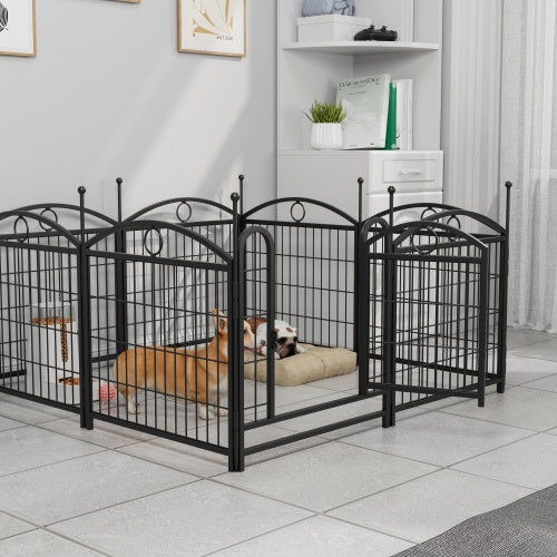 Indoor Dog Playpen – 24-Inch 8-Panel Foldable Metal Pet Exercise Pen with Door for Puppies & Small Dogs