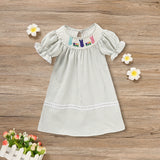 Infant Baby Girls Easter Bunny Smocked Dress – Embroidered Short Sleeve Summer Outfit