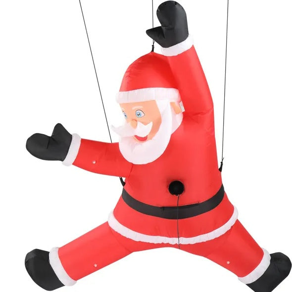 4.9‑Ft Lighted Hanging Santa Claus with Gift Bag – Inflatable Outdoor Decoration with Built‑in LED Lights