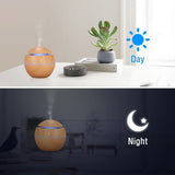 USB Aroma Humidifier Essential Oil Diffuser – Ultrasonic Cool Mist with 7-Color Changing LED Light, Wood Finish, 130ml