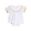 Baby Girl White Lace Romper 👶✨ Short-Sleeve Bubble Jumpsuit for Summer & Weddings 💒☀️