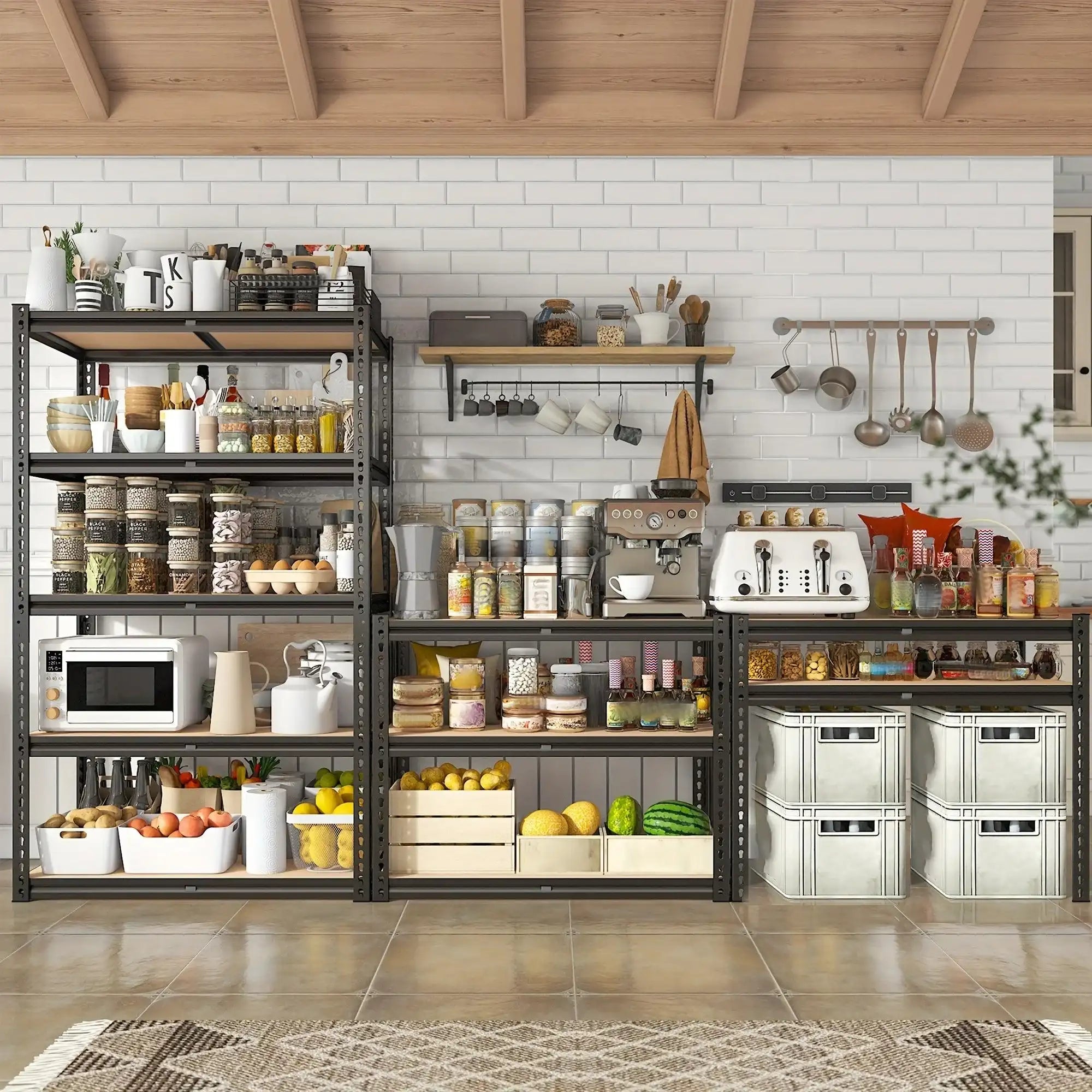 2000LBS Garage Shelving Storage Shelves Heavy Duty Shelving 5 Tier Metal Shelving Units For Garage Shelves 72"H X35.5"W X 15.8"D, Adjustable Metal Shelving Unit For Garage Shelves Utility Rack Shelf For Basement Pantry Closet - PulinGO