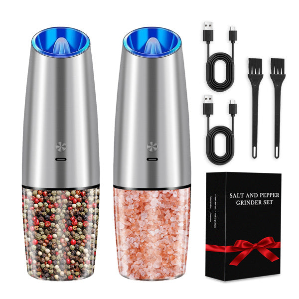 Electric Salt & Pepper Grinder Set ⚡ Adjustable Ceramic Mill – One-Handed Kitchen Seasoning Tool