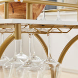 2-Tier Rolling Bar Cart with Wine Rack - Gold Metal & Mirror Serving Trolley