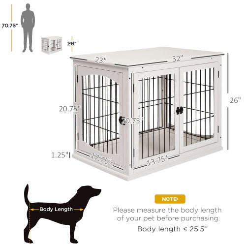 Stylish Small Kennel End Table with Double Entrances & Lockable Door