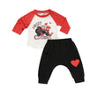 2Pcs Baby Boy Valentine’s Day Outfit – Heart Crusher Print Long Sleeve Top & Pants Set