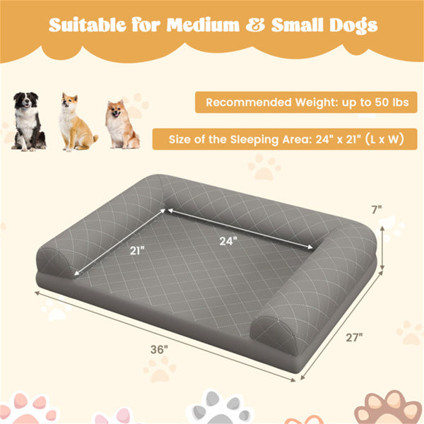 36" Orthopedic Dog Bed – Supportive Foam Mattress with Washable Removable Cover & Non-Slip Base for Medium & Large Dogs