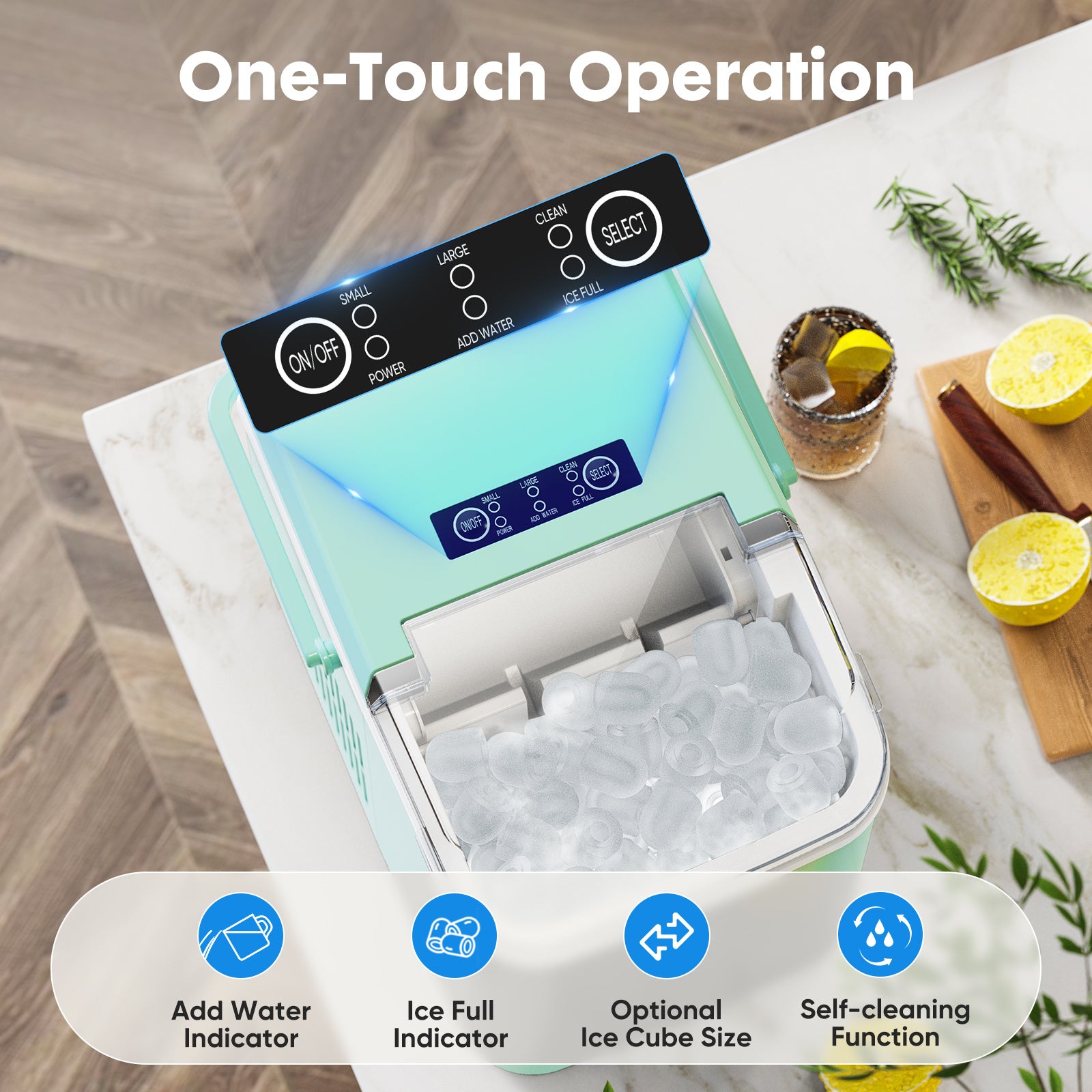 Portable Ice Maker – Compact Bullet Ice Machine with Handle, Self-Cleaning & Quiet Operation
