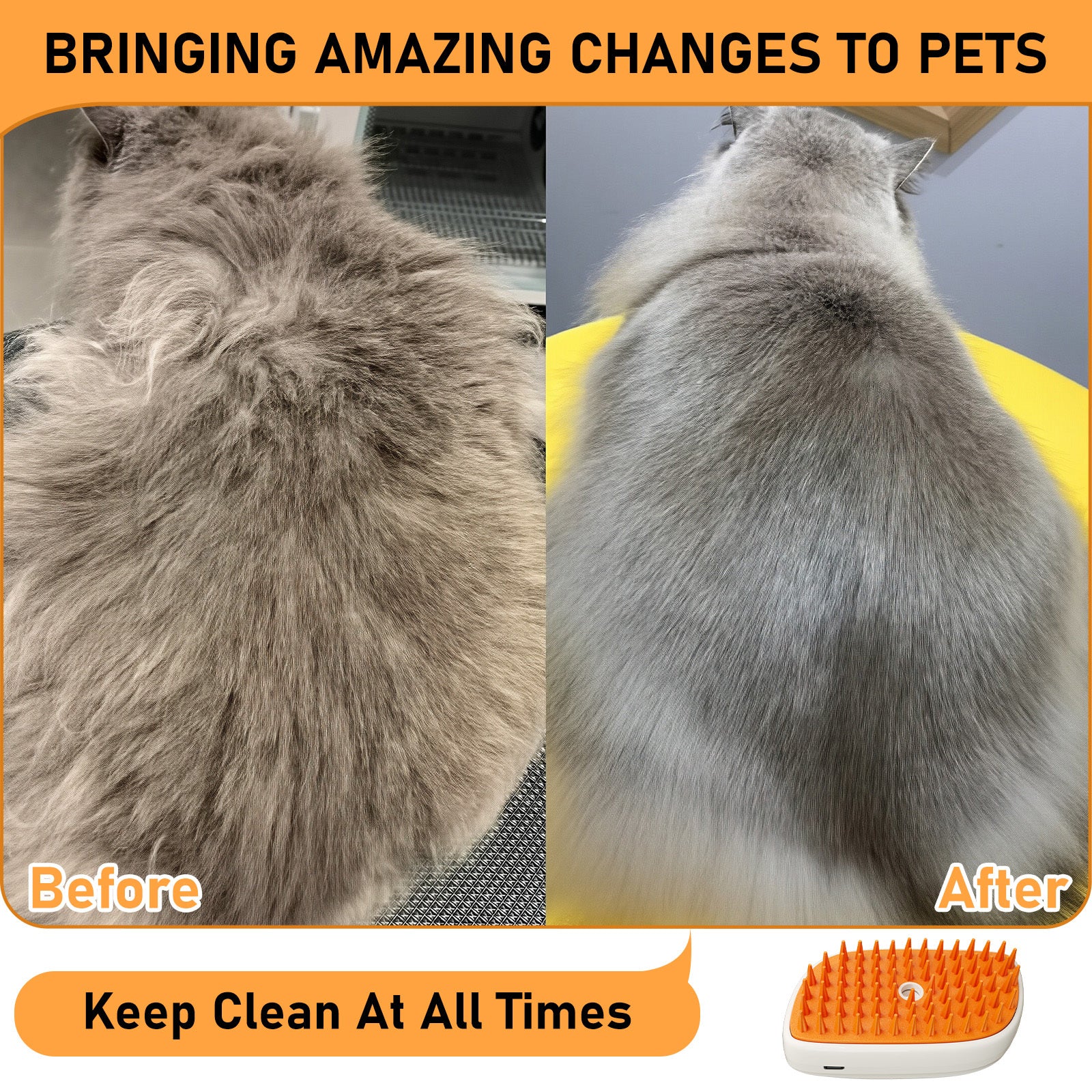 4‑in‑1 Cat Steam Grooming Brush – Hydrating Mist, Deshedding, Detangling & Massage Combo for Dogs & Cats