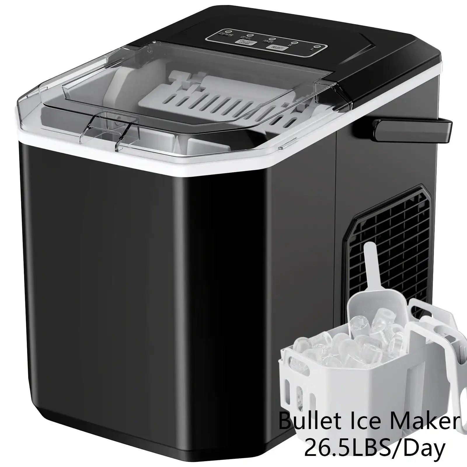35 Pound Golden Nugget Ice Machine And 26 Pound Bullet Ice Machine, Soft Chew Ice Crusher, Portable Pebble Ice Machine Desktop, Automatic Cleaning Portable Ice Machine with Basket And Spoon, One Click Operation for Home/kitch - PulinGO