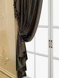 European Luxury All‑Black Velvet Curtains – Thick, Blackout Drapes for Villa Living Room & Dining Room (2 Panels)