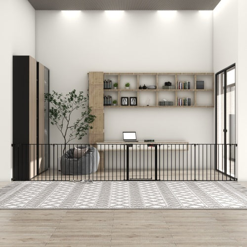 150″ Adjustable 6-Panel Metal Safety Gate – Foldable Freestanding Play Yard & Safety Fence