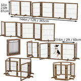Dog Gate with Door – 6-Panel Pet Fence Barrier, 144" Wide × 32" Tall, Foldable & Configurable into Multiple Shapes