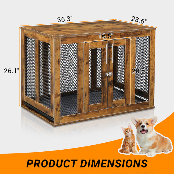 Multi-Functional Kennel – Rustic Pet Crate & Functional Side Table for Dogs, Cats, Rabbits & More