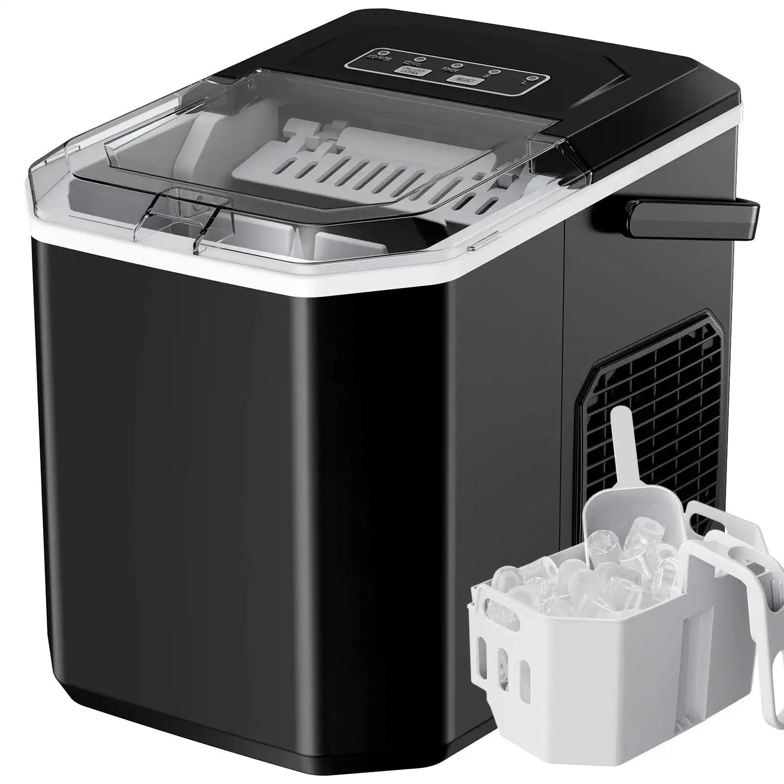 35 Pound Golden Nugget Ice Machine And 26 Pound Bullet Ice Machine, Soft Chew Ice Crusher, Portable Pebble Ice Machine Desktop, Automatic Cleaning Portable Ice Machine with Basket And Spoon, One Click Operation for Home/kitch - PulinGO