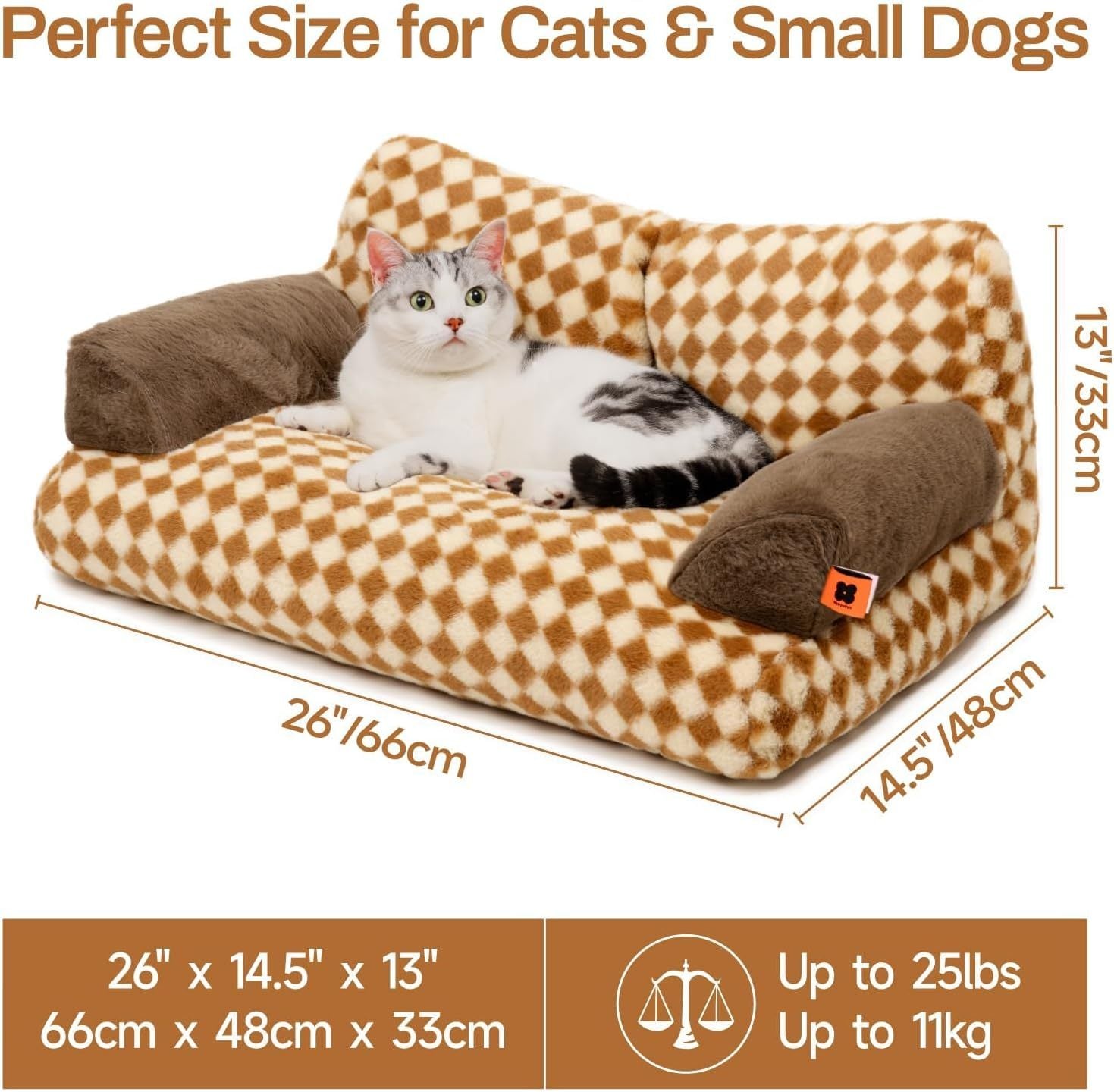 Mewoofun Cat Bed – 26"x19"x13" Fluffy Couch with Washable Cover & Non-Slip Bottom for Indoor Cats & Small Dogs