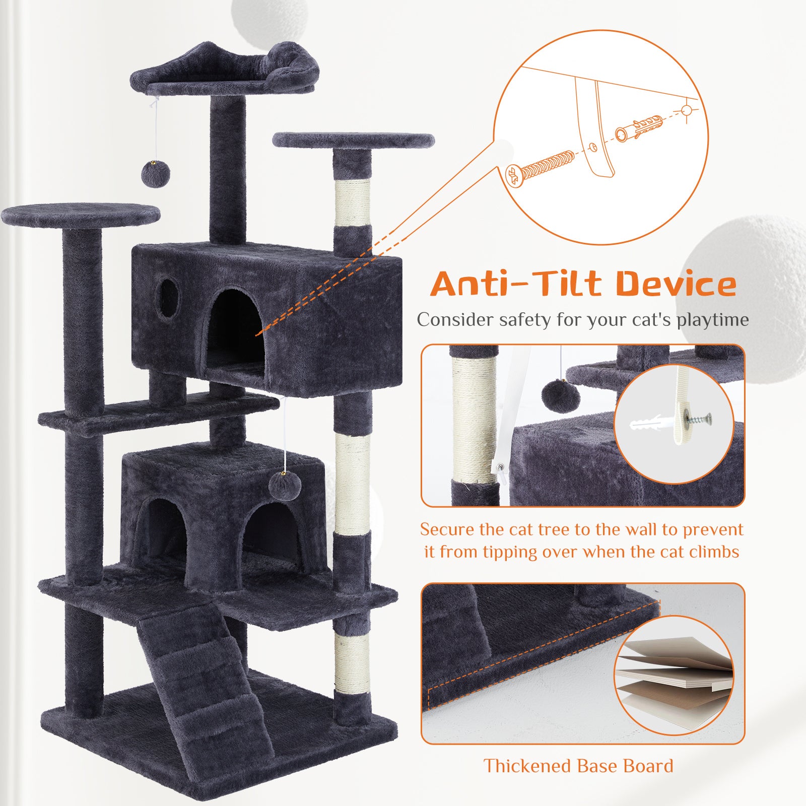 Multi-Functional Cat Treehouse – Cat Climbing Frame with Condo, Platforms, Scratching Posts & Cozy Resting Areas for Indoor Cats