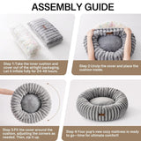 Mewoofun Donut Cat Bed – Grey 23" Washable Round Fluffy Calming Pet Bed with Non-Slip Bottom for Cats, Kittens & Puppies