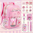 Sanrio Pink Grid My Melody Backpack Set – Backpack + Badge, 6 Cards & Stationery Set with White Rope