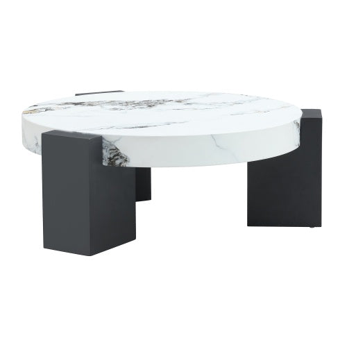 Modern Double-Layer Round Coffee Table ☕ Transparent Gray Glass Top with Black MDF Legs – Space-Saving Design