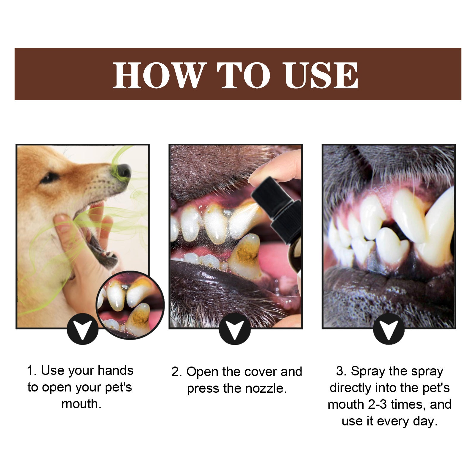 Pet Tooth Cleaning Spray – Oral Care Fresh Breath Spray for Dogs & Cats, Reduces Plaque & Tartar Buildup