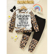 Toddler Girls Fall/Winter Outfit – Leopard Letter Print Sweatshirt & Sweatpant 2-Piece Set