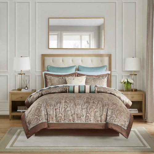 12-Piece Comforter Set with Cotton Bed Sheets – Complete Luxury Bedding Ensemble (Queen)