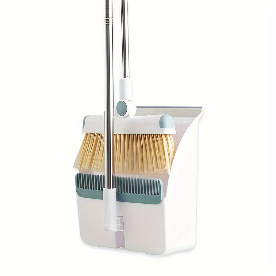 Thickened Rotatable Foldable Stainless Steel Rod Broom & Dustpan Set – Indoor Cleaning Supplies