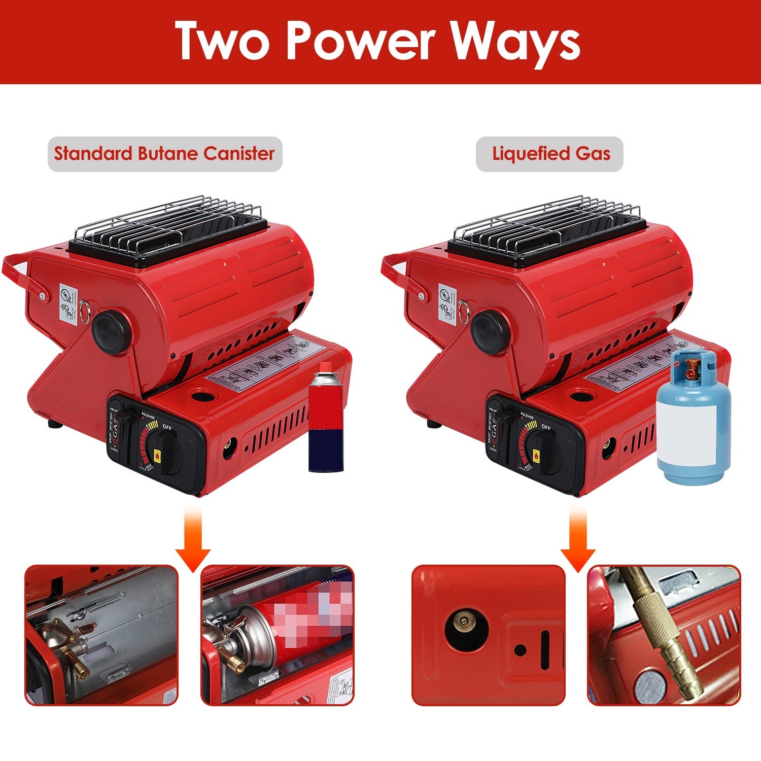 2-in-1 Portable Butane Burner Heater & Stove – Outdoor Gas Heater & Cooking Stove with Handle