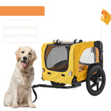 Yellow Heavy-Duty Foldable Pet Stroller & Bike Trailer – Weatherproof with Quick-Release Wheels & Ventilated Canopy