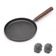 Wangyuanji 7.9‑Inch Cast‑Iron Pizza & Pancake Pan – Uncoated Skillet with Wooden Handle, Indoor & Outdoor Use