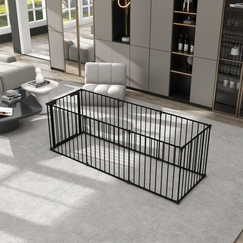 200" Adjustable Safety Gate – 8-Panel Metal Play Yard & Door Gate, Configurable Freestanding Barrier for Stairs, Fireplaces, Pets & Christmas Trees