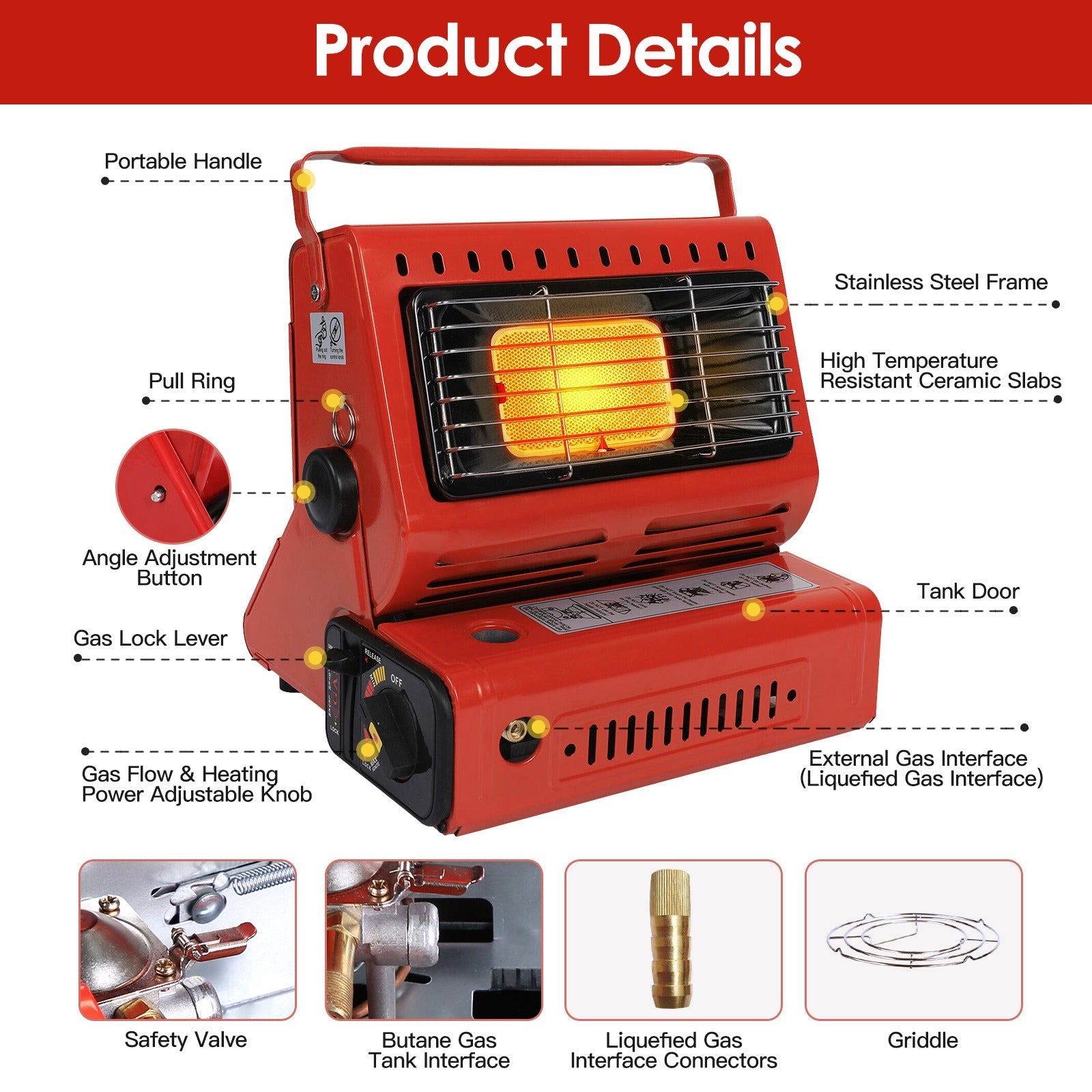 2-in-1 Portable Butane Burner Heater & Stove – Outdoor Gas Heater & Cooking Stove with Handle